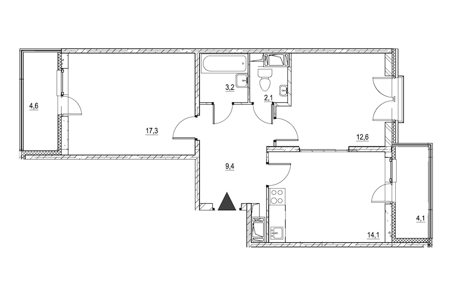 2-комнатная квартира 63.6 м², 6/8 эт., ЖК «Квартал Che»
